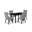 Pemberly Row 5-Piece Black Dining Set with Light Gray Faux Leather Chairs