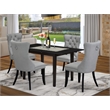 Pemberly Row 5-Piece Black Dining Set with Light Gray Faux Leather Chairs