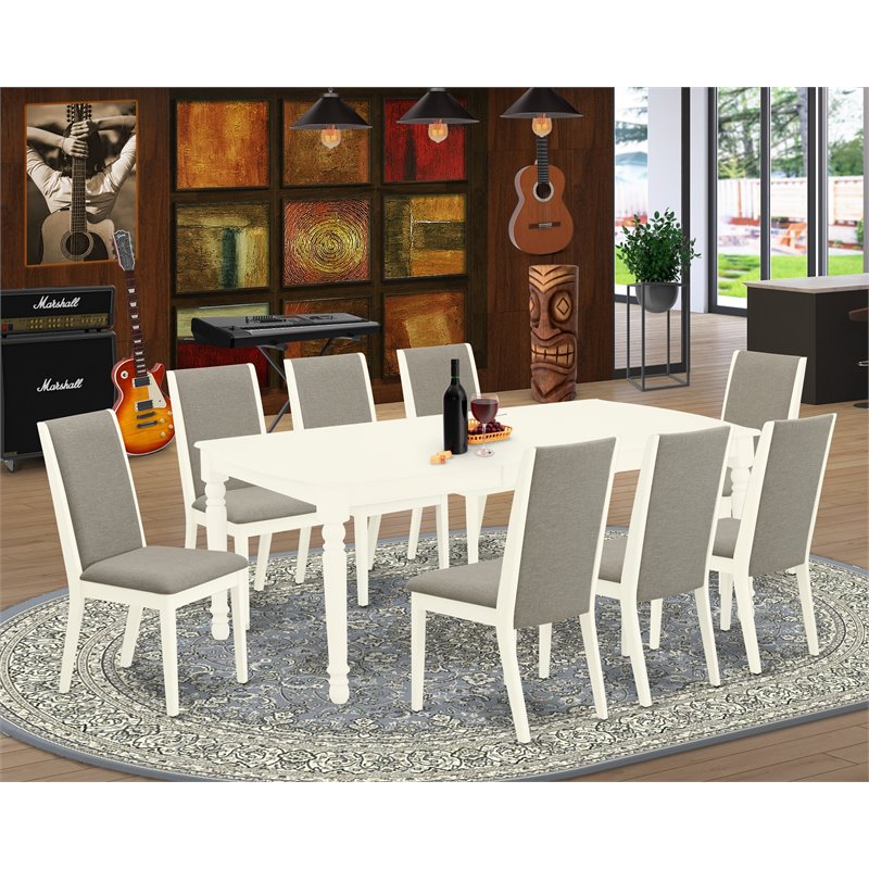 Pemberly Row 9-Piece Wood Dining Set with Linen White Finish
