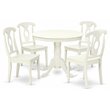 Pemberly Row 5-Piece Dining Table Set with Panel Back Chairs in Linen White