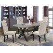 Pemberly Row X-Style 5-Piece Wood Dining Set in Doeskin/Cement