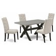 Pemberly Row X-Style 5-Piece Wood Dining Set in Doeskin/Cement