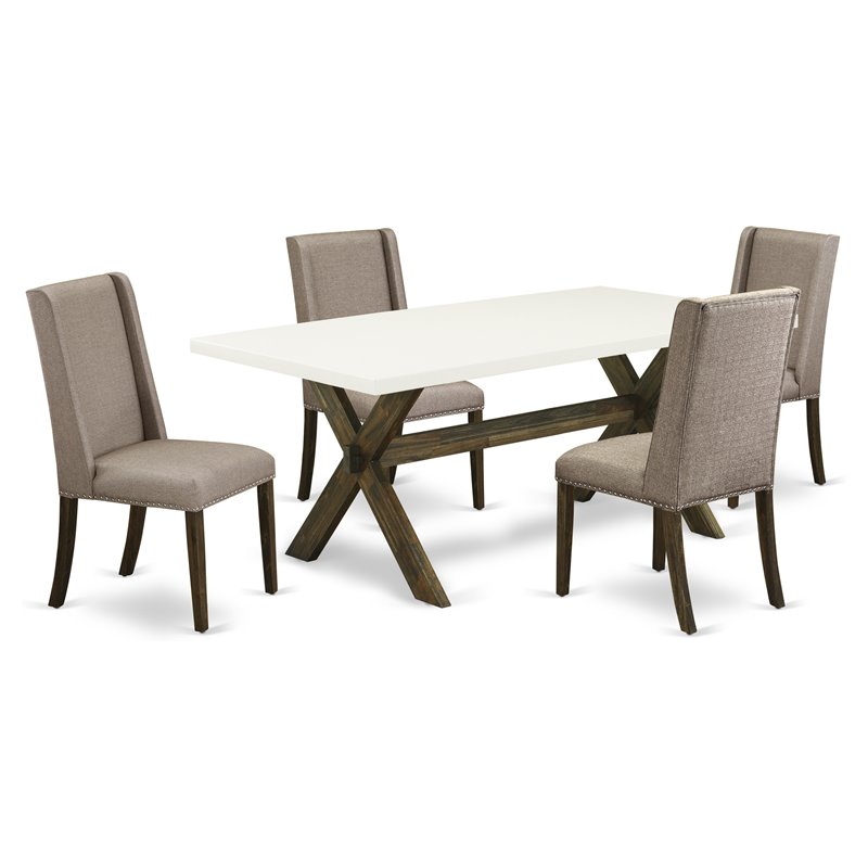 Pemberly Row 5-Piece Dining Set with Jacobean Table & Dark Khaki Chairs