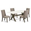 Pemberly Row 5-Piece Dining Set with Jacobean Table & Dark Khaki Chairs