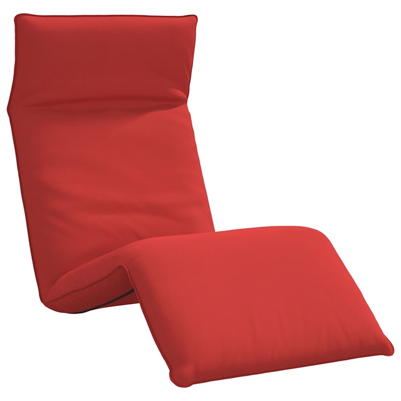 Pemberly Row Oxford Fabric 5-Position Folding Sun Lounger in Red