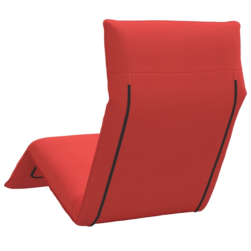 Pemberly Row Oxford Fabric 5-Position Folding Sun Lounger in Red