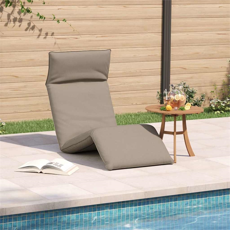 Pemberly Row Oxford Fabric 5-Position Folding Sun Lounger in Taupe