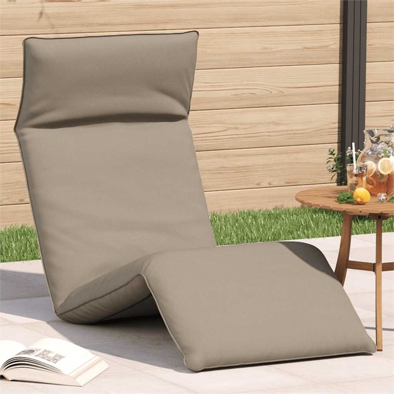 Pemberly Row Oxford Fabric 5-Position Folding Sun Lounger in Taupe