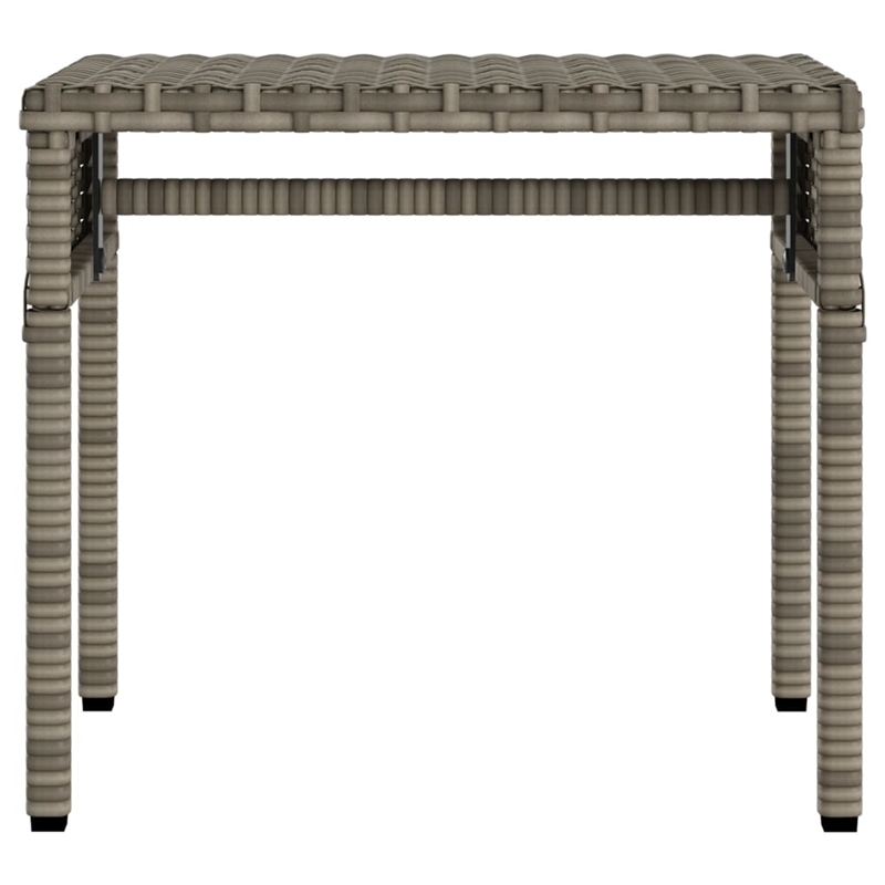 Pemberly Row PE Rattan Patio Sun Lounger with Canopy and Table in Gray