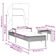 Pemberly Row PE Rattan Patio Sun Lounger with Canopy and Tea Table in Black