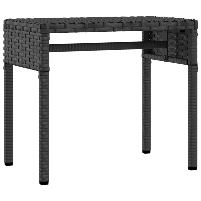 Pemberly Row PE Rattan Patio Sun Lounger with Canopy and Tea Table in Black