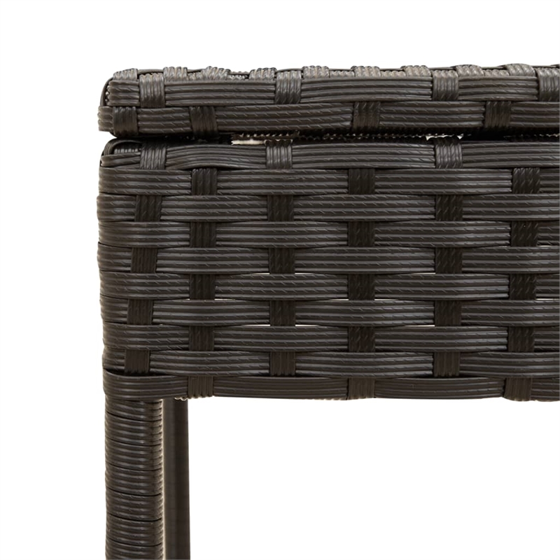 Pemberly Row PE Rattan Patio Sun Lounger with Canopy and Tea Table in Black