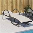 Pemberly Row PE Rattan Sun Lounger with Cushion in Black and Cream White