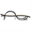 Pemberly Row PE Rattan Sun Lounger with Cushion in Black and Cream White