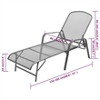 Pemberly Row Powder-Coated Steel 5-Position Sun Lounger in Anthracite