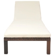Pemberly Row PE Rattan Sun Lounger with Adjustable Armrests in Brown