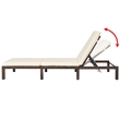 Pemberly Row PE Rattan Sun Lounger with Adjustable Armrests in Brown