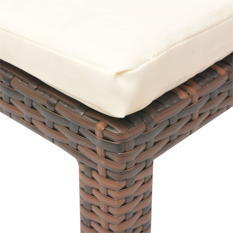 Pemberly Row PE Rattan Sun Lounger with Adjustable Armrests in Brown
