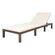 Pemberly Row PE Rattan Sun Lounger with Adjustable Armrests in Brown