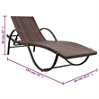 Pemberly Row PE Rattan Outdoor Sun Lounger with Cushion in Brown and Cream