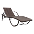 Pemberly Row PE Rattan Outdoor Sun Lounger with Cushion in Brown and Cream