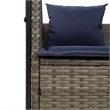 Pemberly Row Rattan Double Sun Lounger with Curtains in Gray and Navy Blue