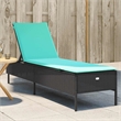 Pemberly Row PE Rattan 5-Position Sun Lounger in Black and Cream White