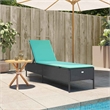 Pemberly Row PE Rattan 5-Position Sun Lounger in Black and Cream White