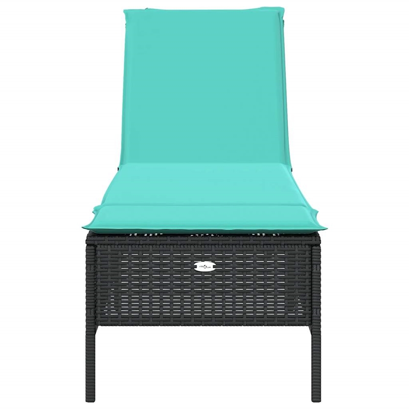 Pemberly Row PE Rattan 5-Position Sun Lounger in Black and Cream White