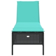 Pemberly Row PE Rattan 5-Position Sun Lounger in Black and Cream White
