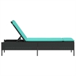 Pemberly Row PE Rattan 5-Position Sun Lounger in Black and Cream White