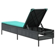Pemberly Row PE Rattan 5-Position Sun Lounger in Black and Cream White