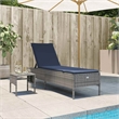 Pemberly Row PE Rattan Patio Sun Lounger with Side Table in Gray