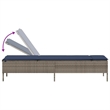 Pemberly Row PE Rattan Patio Sun Lounger with Side Table in Gray