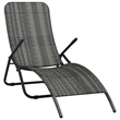 Pemberly Row PE Rattan Foldable Sun Lounger with Steel Frame in Gray