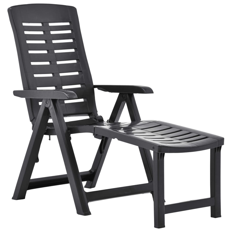 Pemberly Row Plastic Adjustable Foldable Sun Lounger in Anthracite