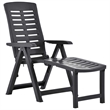 Pemberly Row Plastic Adjustable Foldable Sun Lounger in Anthracite