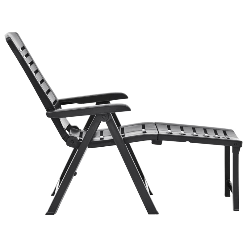 Pemberly Row Plastic Adjustable Foldable Sun Lounger in Anthracite
