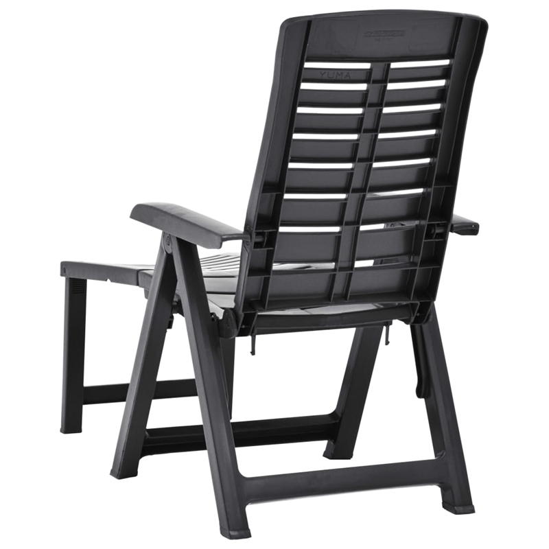 Pemberly Row Plastic Adjustable Foldable Sun Lounger in Anthracite