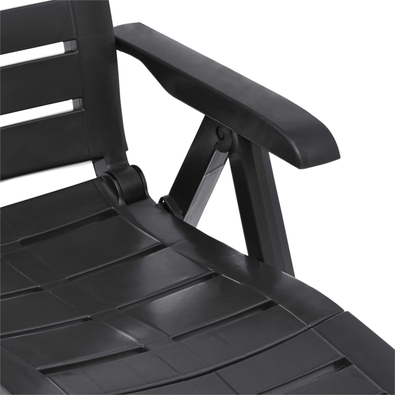 Pemberly Row Plastic Adjustable Foldable Sun Lounger in Anthracite