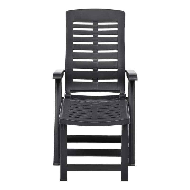 Pemberly Row Plastic Adjustable Foldable Sun Lounger in Anthracite