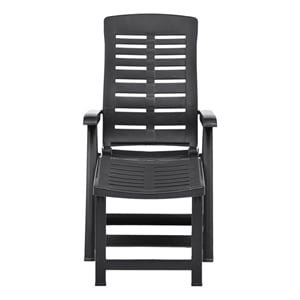 Pemberly Row Plastic Adjustable Foldable Sun Lounger in Anthracite