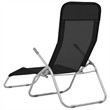 Pemberly Row Textilene and Steel Folding Sun Lounger Set of 2 in Black