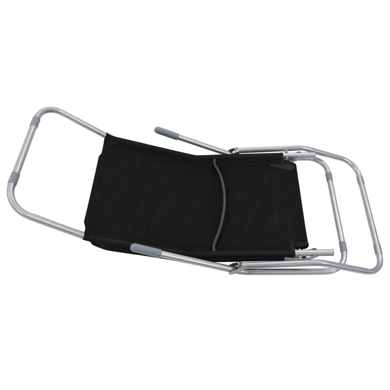 Pemberly Row Textilene and Steel Folding Sun Lounger Set of 2 in Black