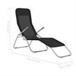 Pemberly Row Textilene and Steel Folding Sun Lounger Set of 2 in Black