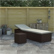 Pemberly Row Rattan Sun Lounger with Cushion and Table in Brown and Cream