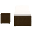 Pemberly Row Rattan Sun Lounger with Cushion and Table in Brown and Cream