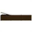 Pemberly Row Rattan Sun Lounger with Cushion and Table in Brown and Cream