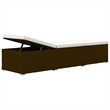 Pemberly Row Rattan Sun Lounger with Cushion and Table in Brown and Cream