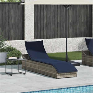 Pemberly Row PE Rattan Folding Sun Lounger with Cushion in Gray